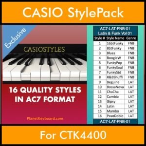 CasioStyles By PK Vol. 1 - Latin Funk Blues - 16 Styles for CASIO CTK4400 in AC7 format