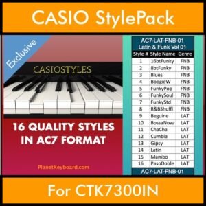 CasioStyles By PK Vol. 1 - Latin Funk Blues - 16 Styles for CASIO CTK7300IN in AC7 format