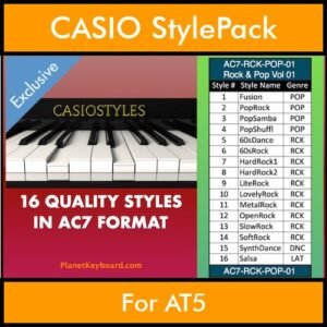 CasioStyles By PK Vol. 1 - Rock and Pop - 16 Styles for CASIO AT5 in AC7 format