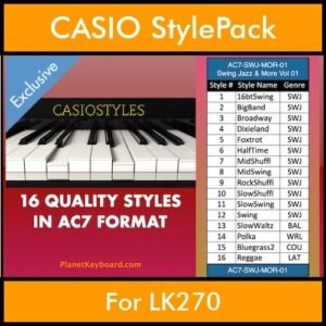 CasioStyles By PK Vol. 1  - Swing Jazz and More - 16 Styles for CASIO LK270 in AC7 format