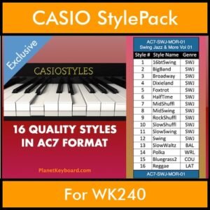 CasioStyles By PK Vol. 1  - Swing Jazz and More - 16 Styles for CASIO WK240 in AC7 format