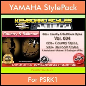 Country and Ballroom By PK Vol. 1  - 830 Country and Ballroom Styles - 830 Country and Ballroom Styles for YAMAHA PSRK1 in STY format