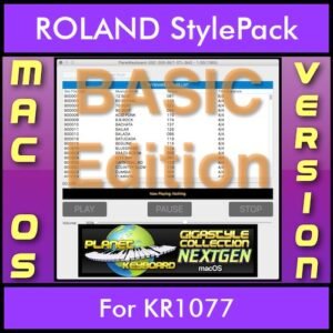 GIGASTYLECOLLECTION NEXTGEN By PK BASIC EDITION With Style Player Software Vol. 1  - FOR MAC - 9500 Styles for ROLAND KR1077 in STL format