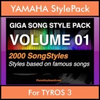 GIGASONGSTYLESPACK By PK GIGAPACK Vol. 1 - GIGA SONG STYLES PACK - 2000 Song Styles for YAMAHA TYROS 3 in STY format