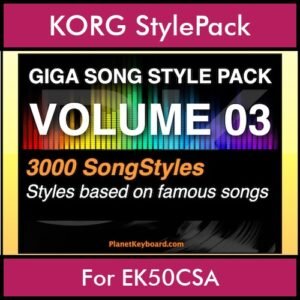 GIGASONGSTYLESPACK By PK GIGAPACK Vol. 3  - GIGA SONG STYLES PACK - 3000 Song Styles for KORG EK50CSA in STY format