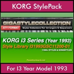 The GIGA Style Collection By PK GIGAPACK Vol. 1  - 11200 Styles - 11200 Styles for KORG I3 Year Model 1993 in STY format