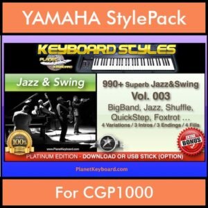 Jazz and Swing By PK Vol. 1  - 990 Jazz and Swing Styles - 990 Jazz and Swing Styles for YAMAHA CGP1000 in STY format