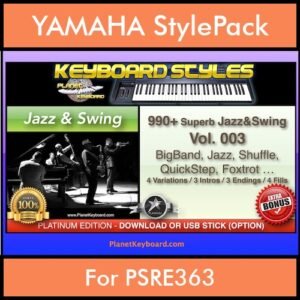 Jazz and Swing By PK Vol. 1  - 990 Jazz and Swing Styles - 990 Jazz and Swing Styles for YAMAHA PSRE363 in STY format