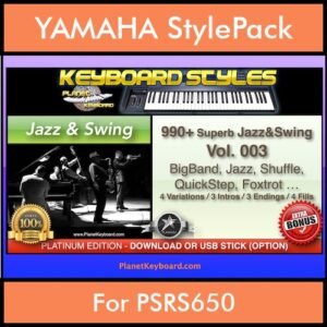 Jazz and Swing By PK Vol. 1  - 990 Jazz and Swing Styles - 990 Jazz and Swing Styles for YAMAHA PSRS650 in STY format