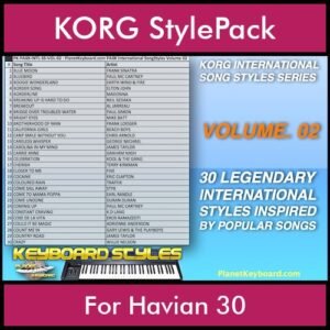 KORG International Song Styles By PK Vol. 2  - By PlanetKeyboard - 30 Song Styles for KORG Havian 30 in STY format