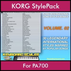 KORG International Song Styles By PK Vol. 2  - By PlanetKeyboard - 30 Song Styles for KORG PA700 in STY format