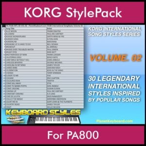 KORG International Song Styles By PK Vol. 2  - By PlanetKeyboard - 30 Song Styles for KORG PA800 in STY format