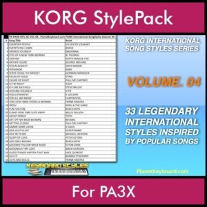 KORG International Song Styles By PK Vol. 4  - By PlanetKeyboard - 33 Song Styles for KORG PA3X in STY format