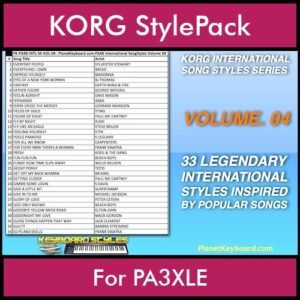 KORG International Song Styles By PK Vol. 4  - By PlanetKeyboard - 33 Song Styles for KORG PA3XLE in STY format