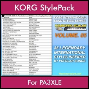 KORG International Song Styles By PK Vol. 5  - By PlanetKeyboard - 35 Song Styles for KORG PA3XLE in STY format