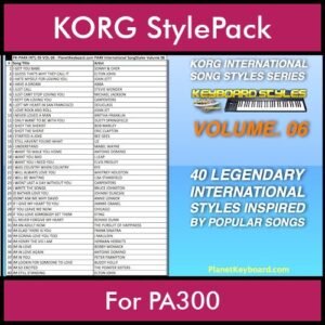 KORG International Song Styles By PK Vol. 6  - By PlanetKeyboard - 40 Song Styles for KORG PA300 in STY format