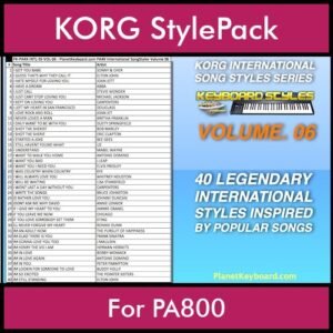 KORG International Song Styles By PK Vol. 6  - By PlanetKeyboard - 40 Song Styles for KORG PA800 in STY format