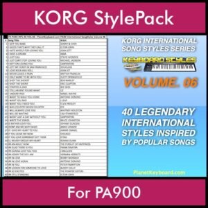 KORG International Song Styles By PK Vol. 6  - By PlanetKeyboard - 40 Song Styles for KORG PA900 in STY format