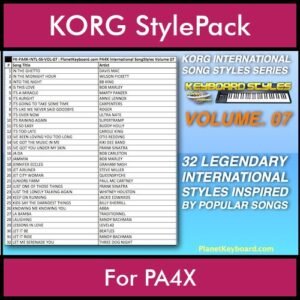 KORG International Song Styles By PK Vol. 7  - By PlanetKeyboard - 32 Song Styles for KORG PA4X in STY format