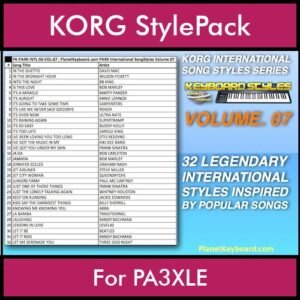 KORG International Song Styles By PK Vol. 7  - By PlanetKeyboard - 32 Song Styles for KORG PA3XLE in STY format