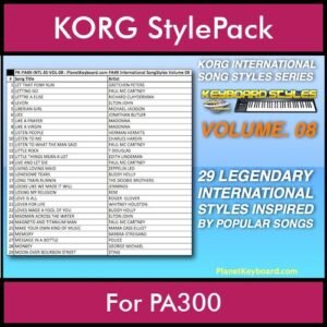 KORG International Song Styles By PK Vol. 8  - By PlanetKeyboard - 29 Song Styles for KORG PA300 in STY format