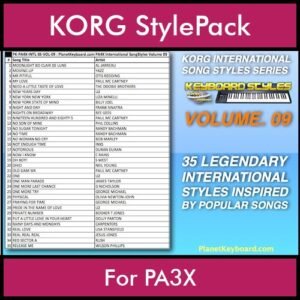 KORG International Song Styles By PK Vol. 9  - By PlanetKeyboard - 35 Song Styles for KORG PA3X in STY format