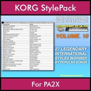 KORG International Song Styles By PK Vol. 10  - By PlanetKeyboard - 27 Song Styles for KORG PA2X in STY format