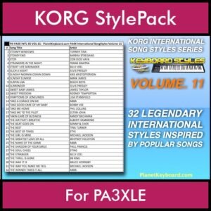 KORG International Song Styles By PK Vol. 11  - By PlanetKeyboard - 32 Song Styles for KORG PA3XLE in STY format