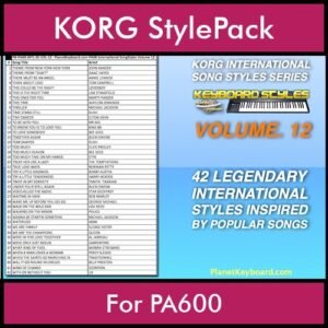 KORG International Song Styles By PK Vol. 12  - By PlanetKeyboard - 42 Song Styles for KORG PA600 in STY format