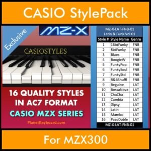 CasioStyles By PK Vol. 1  - Latin Funk and Blues MZX - 16 Styles for CASIO MZX300 in AC7 format