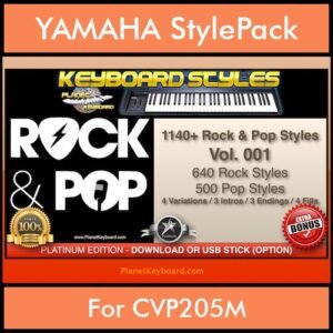 Pop Rock By PK Vol. 1  - 1140 Rock and Pop Styles - 1140 Rock and Pop Styles for YAMAHA CVP205M in STY format