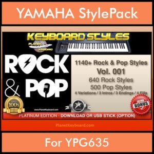 Pop Rock By PK Vol. 1  - 1140 Rock and Pop Styles - 1140 Rock and Pop Styles for YAMAHA YPG635 in STY format