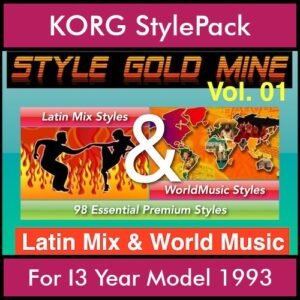 StyleGoldMine By PK Vol. 1  - Latin Mix and WorldMusic - 98 Styles for KORG I3 Year Model 1993 in STY format