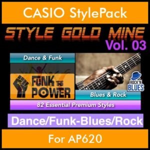 StyleGoldMine By PK Vol. 3  - Dance Funk Blues Rock - 82 Styles for CASIO AP620 in AC7 format