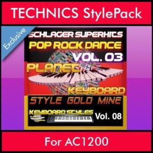 StyleGoldMine By PK Vol. 8  - Dance Pop Rock 3 - 60 Styles / Song Styles for TECHNICS AC1200 in CMP format