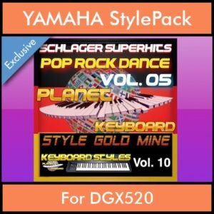 StyleGoldMine By PK Vol. 10  - Dance Pop Rock 5 - 60 Styles / Song Styles for YAMAHA DGX520 in STY format