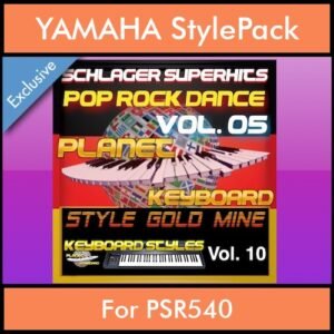 StyleGoldMine By PK Vol. 10  - Dance Pop Rock 5 - 60 Styles / Song Styles for YAMAHA PSR540 in STY format