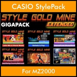 StyleGoldMine By PK Extended GIGAPACK Vol. 1  - Vol. 01 to Vol. 05 and BackToThe80s - 428 Styles / 21 Song Styles for CASIO MZ2000 in STL format