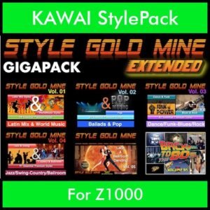 StyleGoldMine By PK Extended GIGAPACK Vol. 1  - Vol. 01 to Vol. 05 and BackToThe80s - 428 Styles / 21 Song Styles for KAWAI Z1000 in AL2 format