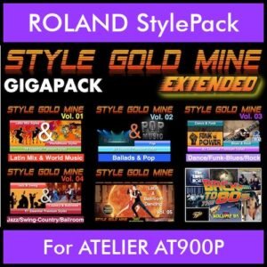 StyleGoldMine By PK Extended GIGAPACK Vol. 1  - Vol. 01 to Vol. 05 and BackToThe80s - 428 Styles / 21 Song Styles for ROLAND ATELIER AT900P in STL format