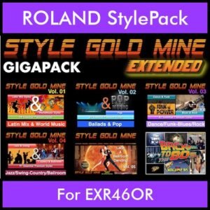 StyleGoldMine By PK Extended GIGAPACK Vol. 1  - Vol. 01 to Vol. 05 and BackToThe80s - 428 Styles / 21 Song Styles for ROLAND EXR46OR in STL format