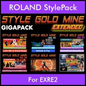 StyleGoldMine By PK Extended GIGAPACK Vol. 1  - Vol. 01 to Vol. 05 and BackToThe80s - 428 Styles / 21 Song Styles for ROLAND EXRE2 in STL format