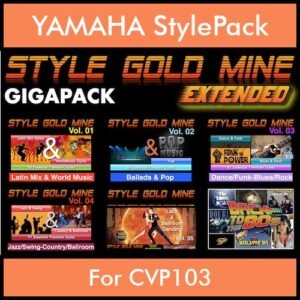 StyleGoldMine By PK Extended GIGAPACK Vol. 1  - Vol. 01 to Vol. 05 and BackToThe80s - 428 Styles / 21 Song Styles for YAMAHA CVP103 in STY format