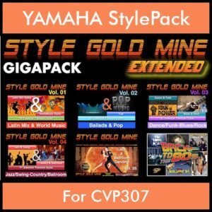 StyleGoldMine By PK Extended GIGAPACK Vol. 1  - Vol. 01 to Vol. 05 and BackToThe80s - 428 Styles / 21 Song Styles for YAMAHA CVP307 in STY format