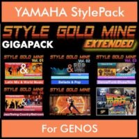 StyleGoldMine By PK Extended GIGAPACK Vol. 1 - Vol. 01 to Vol. 05 and BackToThe80s - 428 Styles / 21 Song Styles for YAMAHA GENOS in STY format