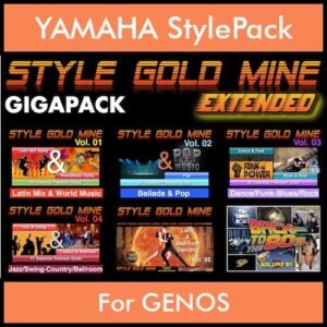 StyleGoldMine By PK Extended GIGAPACK Vol. 1  - Vol. 01 to Vol. 05 and BackToThe80s - 428 Styles / 21 Song Styles for YAMAHA GENOS in STY format