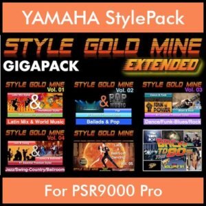 StyleGoldMine By PK Extended GIGAPACK Vol. 1  - Vol. 01 to Vol. 05 and BackToThe80s - 428 Styles / 21 Song Styles for YAMAHA PSR9000 Pro in STY format