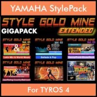 StyleGoldMine By PK Extended GIGAPACK Vol. 1 - Vol. 01 to Vol. 05 and BackToThe80s - 428 Styles / 21 Song Styles for YAMAHA TYROS 4 in STY format