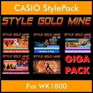 StyleGoldMine By PK GIGAPACK STYLEGOLDMINE Vol. 1  - Vol. 01 to Vol. 05 - 428 Styles for CASIO WK1800 in STL format