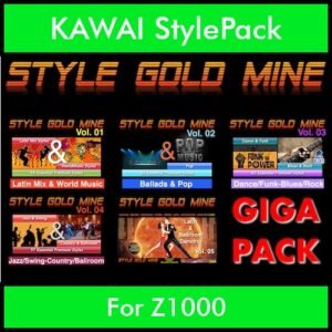 StyleGoldMine By PK GIGAPACK STYLEGOLDMINE Vol. 1  - Vol. 01 to Vol. 05 - 428 Styles for KAWAI Z1000 in AL2 format